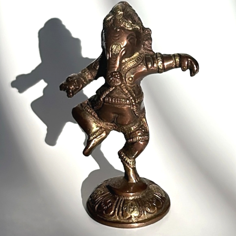 Antique Solid Brass Bronzed Figurine Ganesh Art Sculpture Home Decor 3 1/2” - Picture 12 of 15
